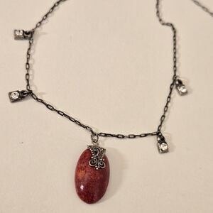 Vintage red sponge coral 925 pendant necklace Whimsigoth Fairy Western Southwest